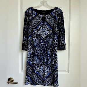 White House Black Market Petite Scarf Print Blouson Dress